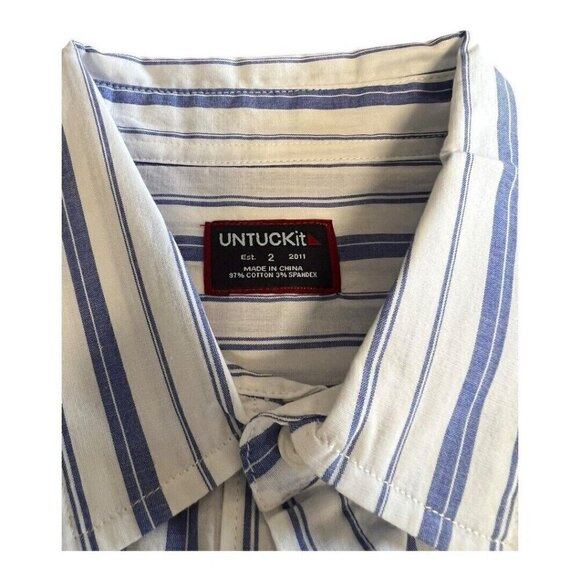 UNTUCKit Pinot Perse Womens Shirt~Size 2~Stripe Blue White Long Sleeve L14 41 - Picture 9 of 11